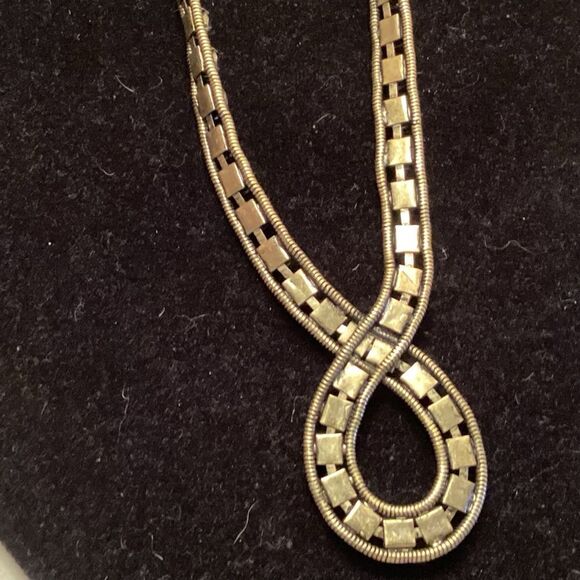 LOGO Brand Goldtone AB Crystals Woven Necklace with Extension - Picture 2 of 7